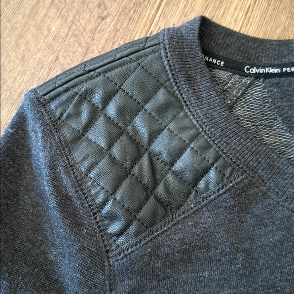 Calvin Klein Dark Gray Sweater top with Quilted Shoulders - Picture 5 of 5